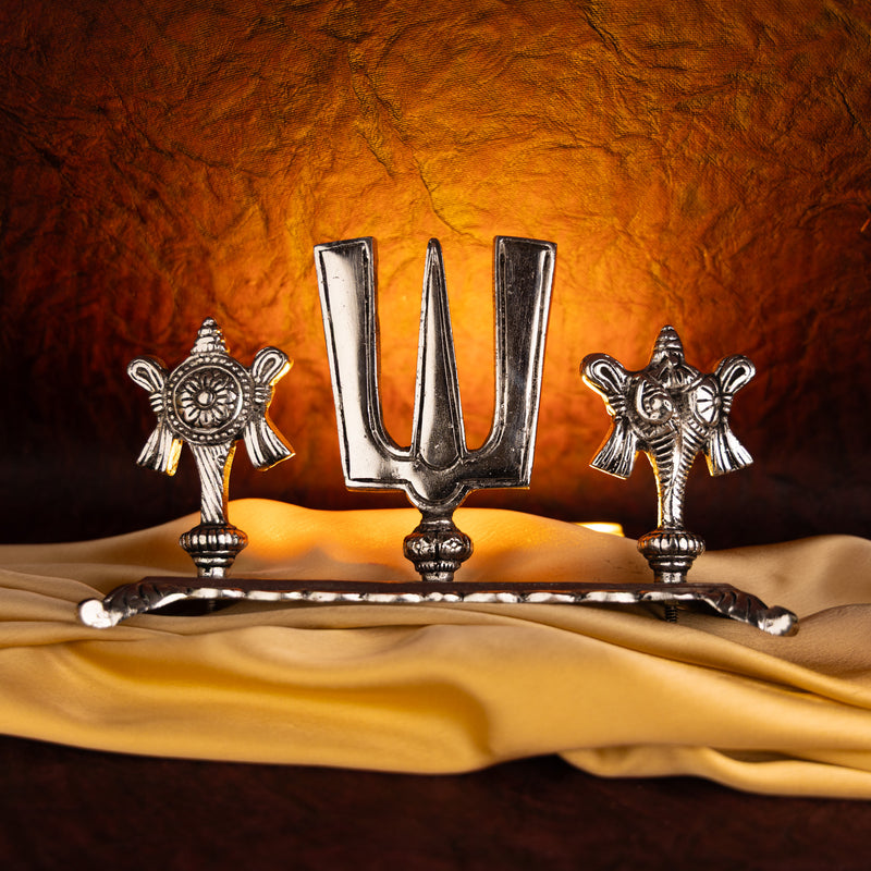 Tirupati Balaji Shankh Namam Tilak Idol - Pure Antique Silver Finish