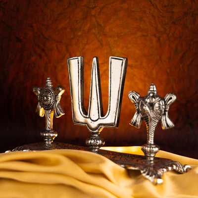 Tirupati Balaji Shankh Namam Tilak Idol - Pure Antique Silver Finish