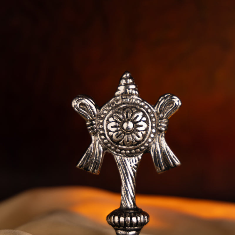 Tirupati Balaji Shankh Namam Tilak Idol - Pure Antique Silver Finish