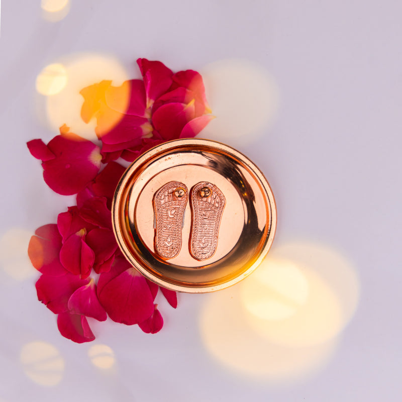 Brass Laxmi Charan Paduka - Small Size (With Golden Finish)