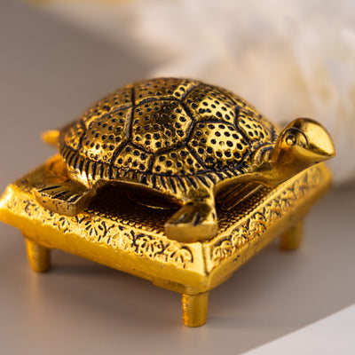 Brass Good Luck Tortoise with Kuber Yantra Inside