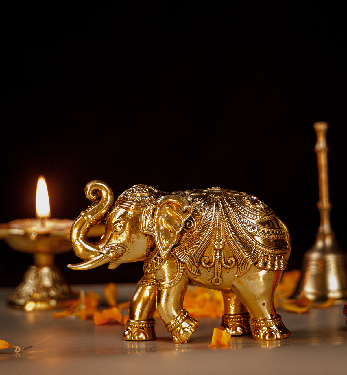 Pure Brass Elephant Pair Showpiece | Auspicious Brass Hathi Murti for Home Décor, Prosperity & Gifting