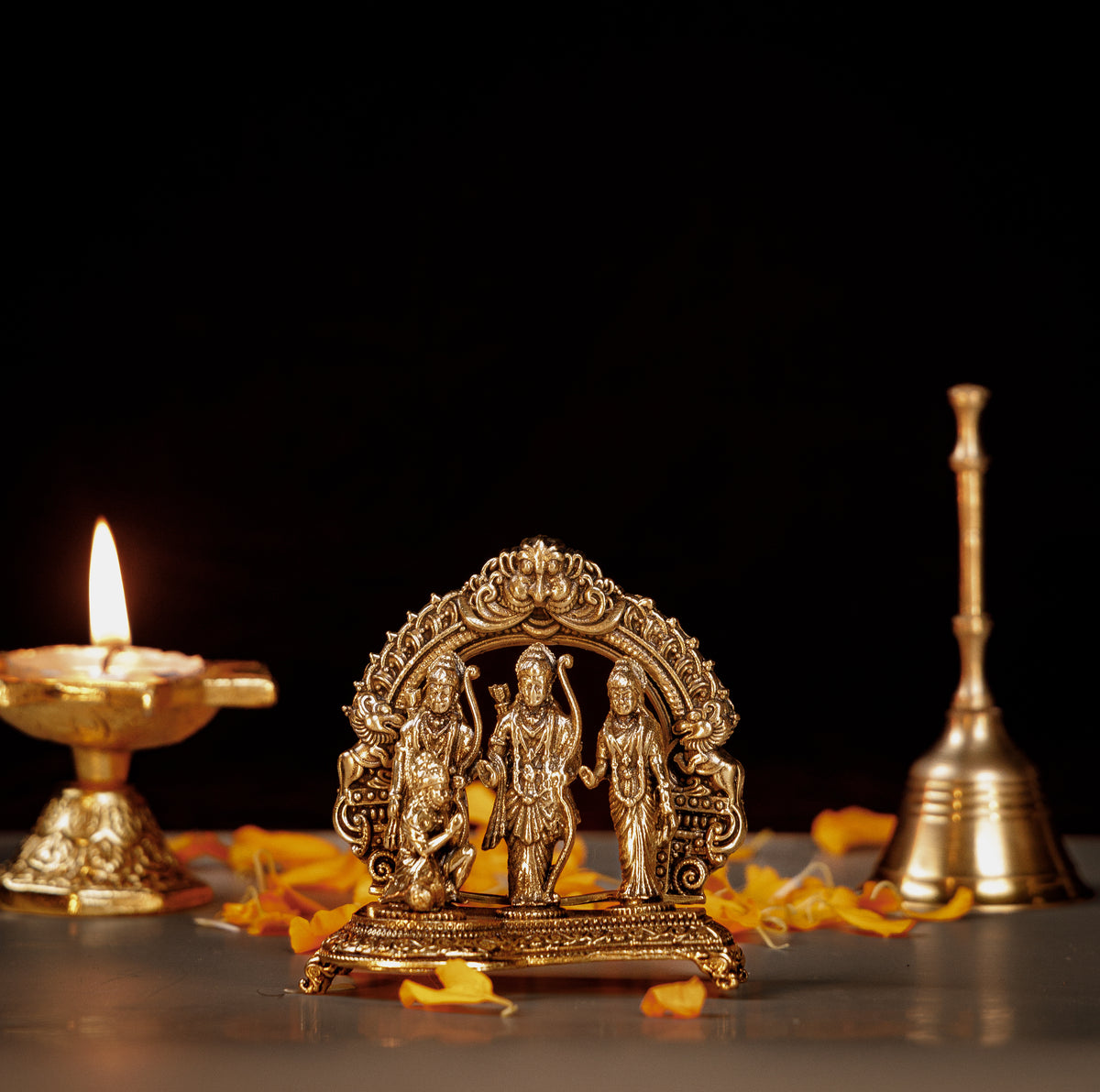 Pure Brass Ram Darbar Idol (3 Inch) | Lord Ram, Sita, Lakshman & Hanuman Murti for Puja, Home Décor & Divine Blessings