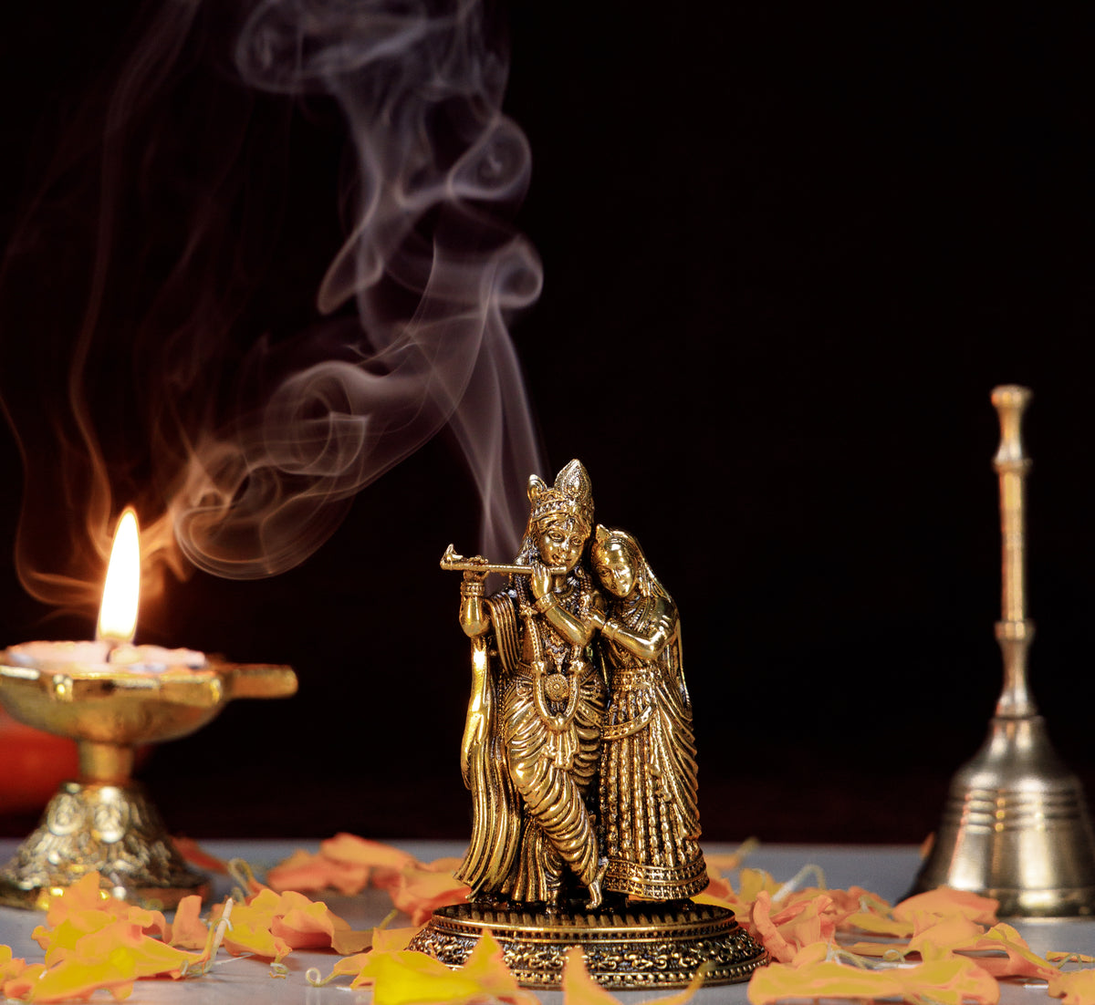 Pure Brass Radha Krishna Idol | Divine Love & Devotion Murti for Home Temple, Puja & Gifting