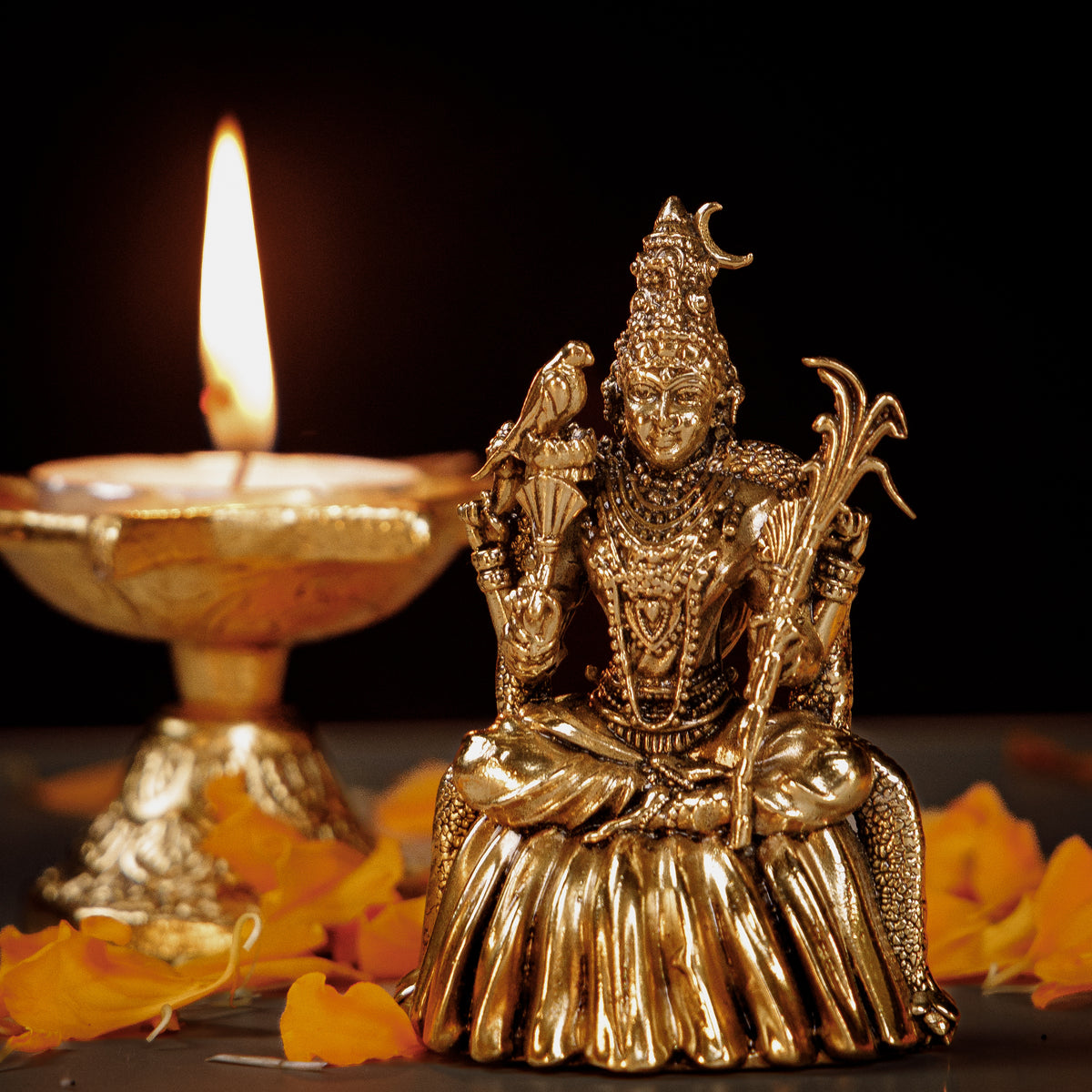 Pure Brass Lord Murugan (Kartikeya) Idol with Peacock  | Divine Murugan Swamy Murti for Strength, Wisdom & Victory