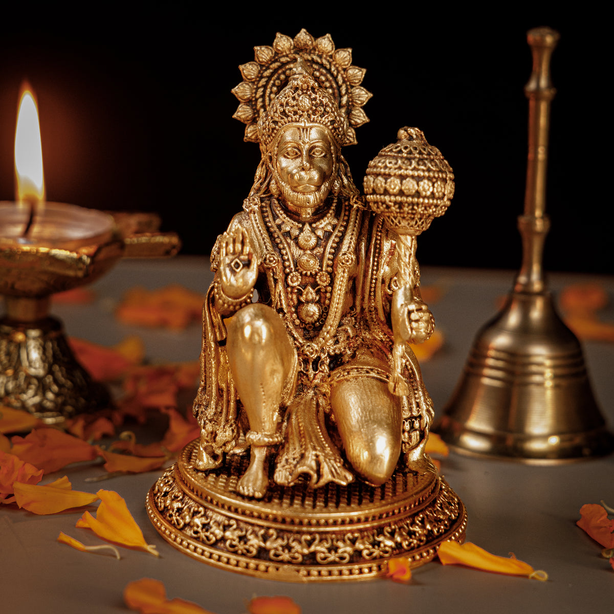 Pure Brass Lord Hanuman Idol  | Bajrang Bali Murti for Strength, Protection & Success