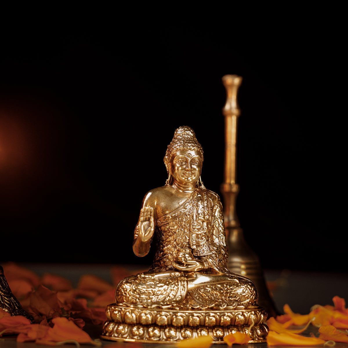 Pure Brass Lord Buddha Idol  | Meditating Buddha Murti for Peace, Positivity & Mindfulness