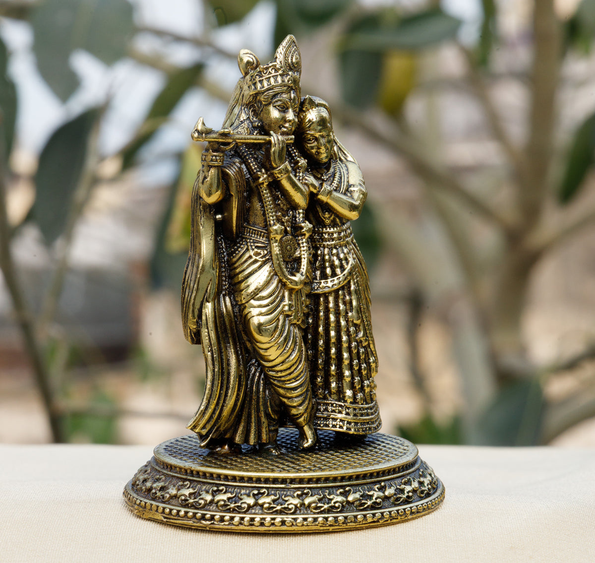 Pure Brass Radha Krishna Idol | Divine Love & Devotion Murti for Home Temple, Puja & Gifting