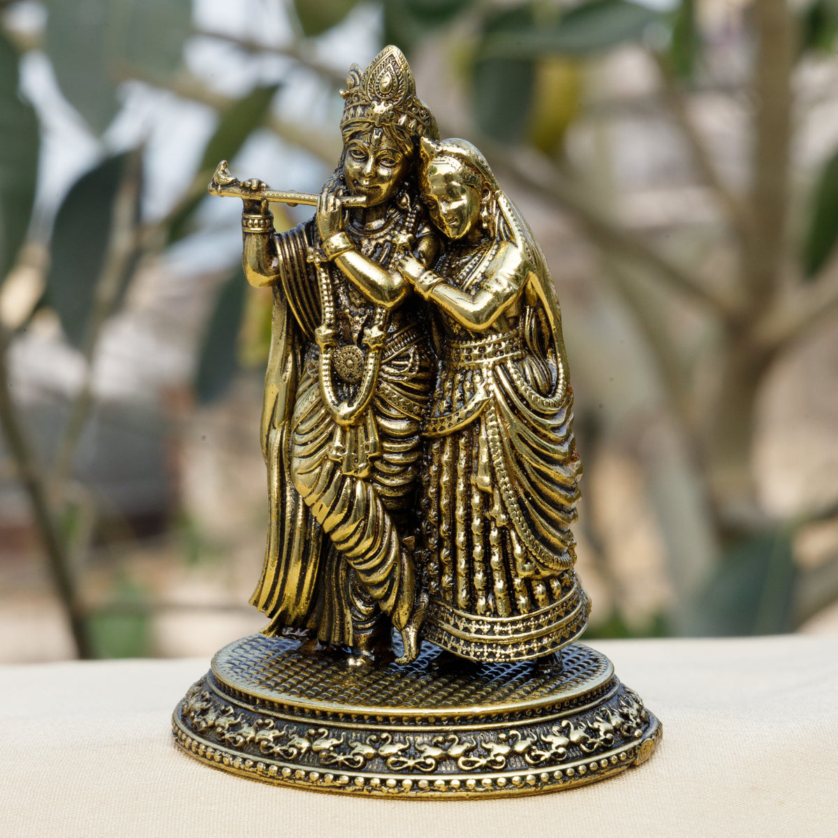 Pure Brass Radha Krishna Idol | Divine Love & Devotion Murti for Home Temple, Puja & Gifting