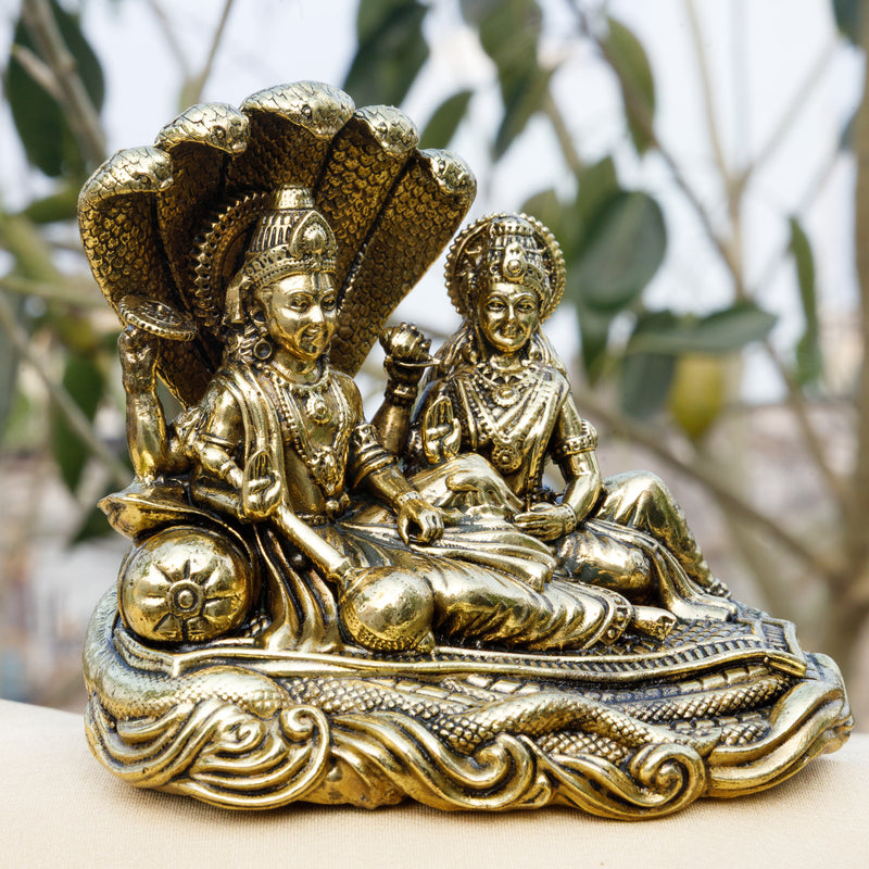 Pure Brass Vishnu Lakshmi Idol on Sheshnag | Lord Vishnu & Goddess Lak ...