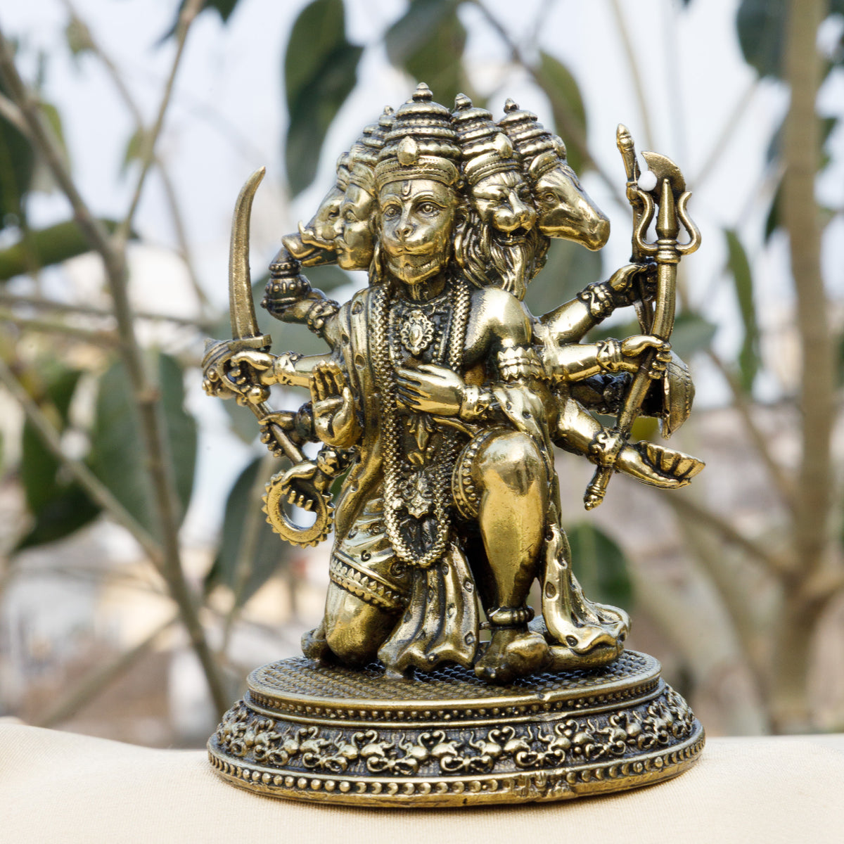 Pure Brass Panchmukhi Hanuman Ji Idol | Five-Faced Hanuman Murti for Protection, Power & Divine Blessings