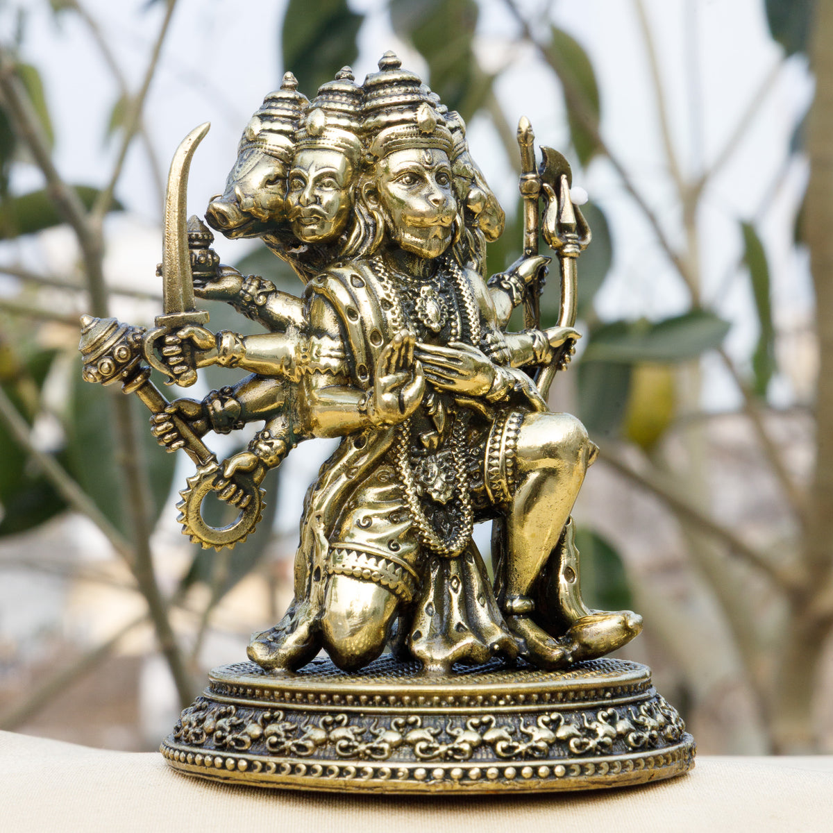 Pure Brass Panchmukhi Hanuman Ji Idol | Five-Faced Hanuman Murti for Protection, Power & Divine Blessings