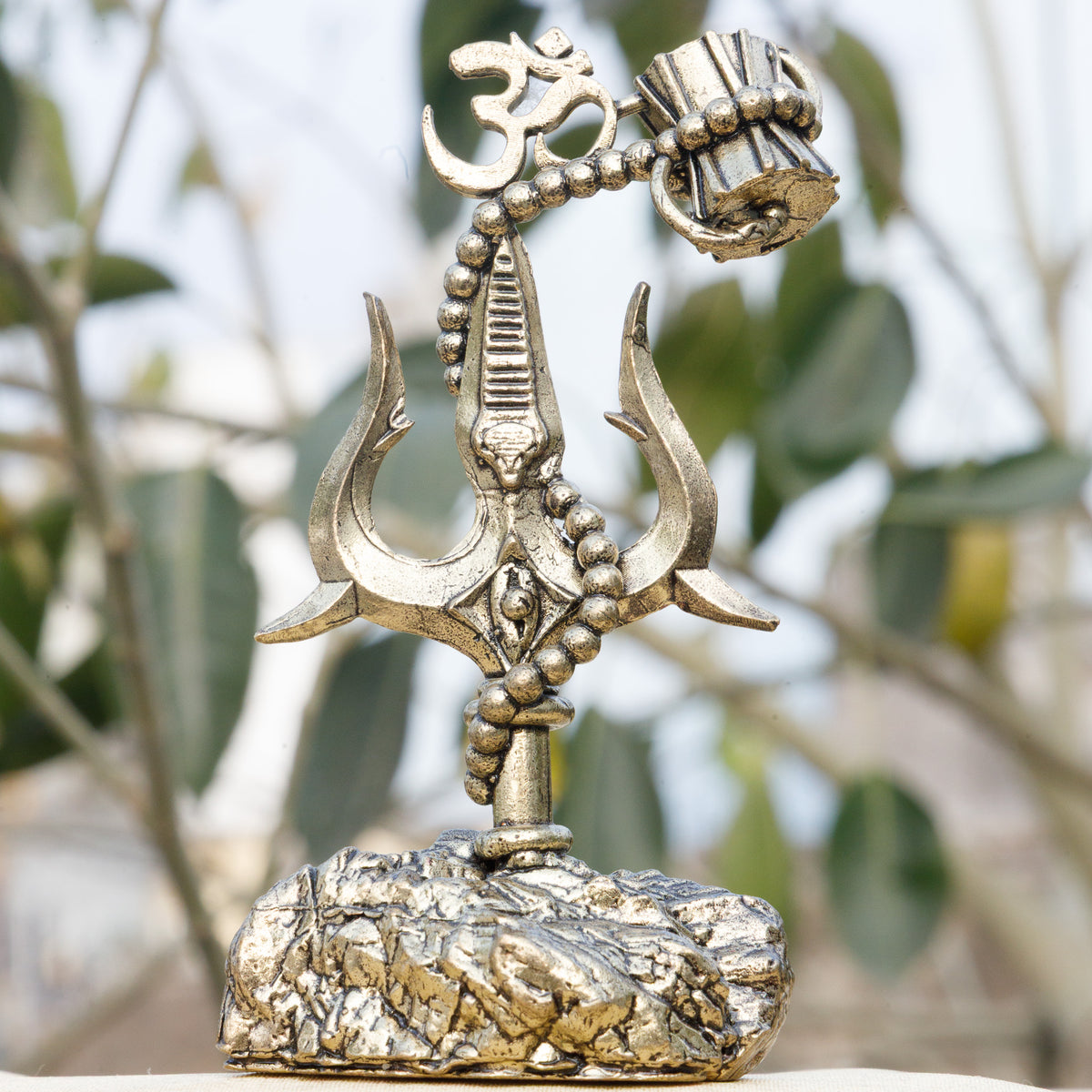 Pure Brass Shiv Trishul with Damru & Om  | Lord Shiva Trident for Protection & Positive Energy