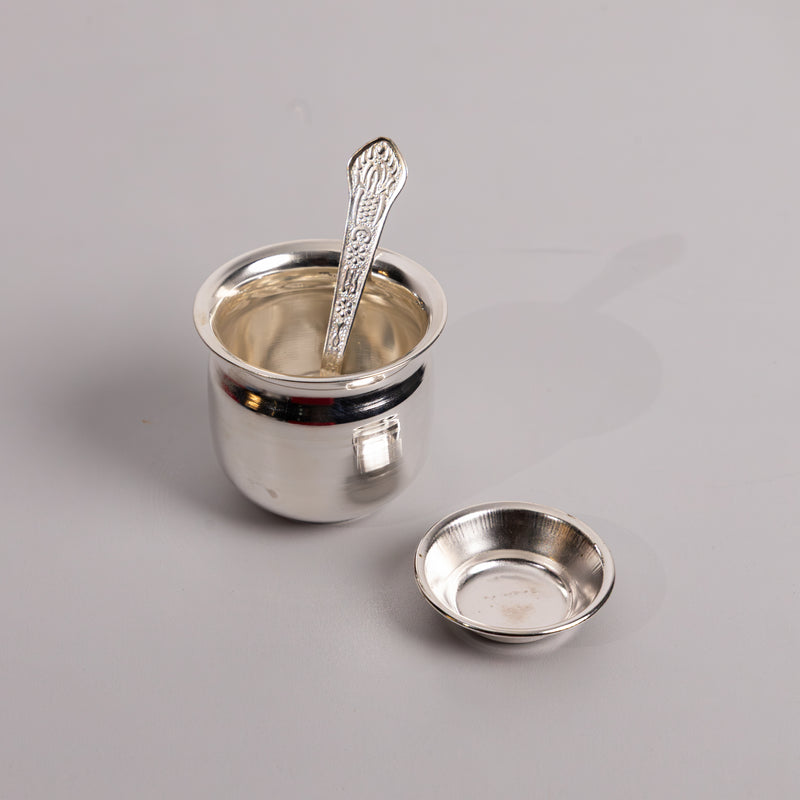 Divine Leaf Premium Pooja Thali Set – Gold & Silver Edition (7-Piece)
