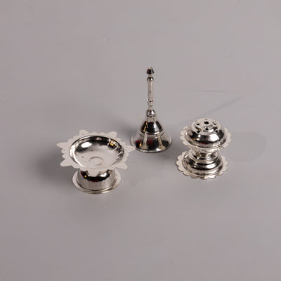 Divine Leaf Premium Pooja Thali Set – Gold & Silver Edition (7-Piece)