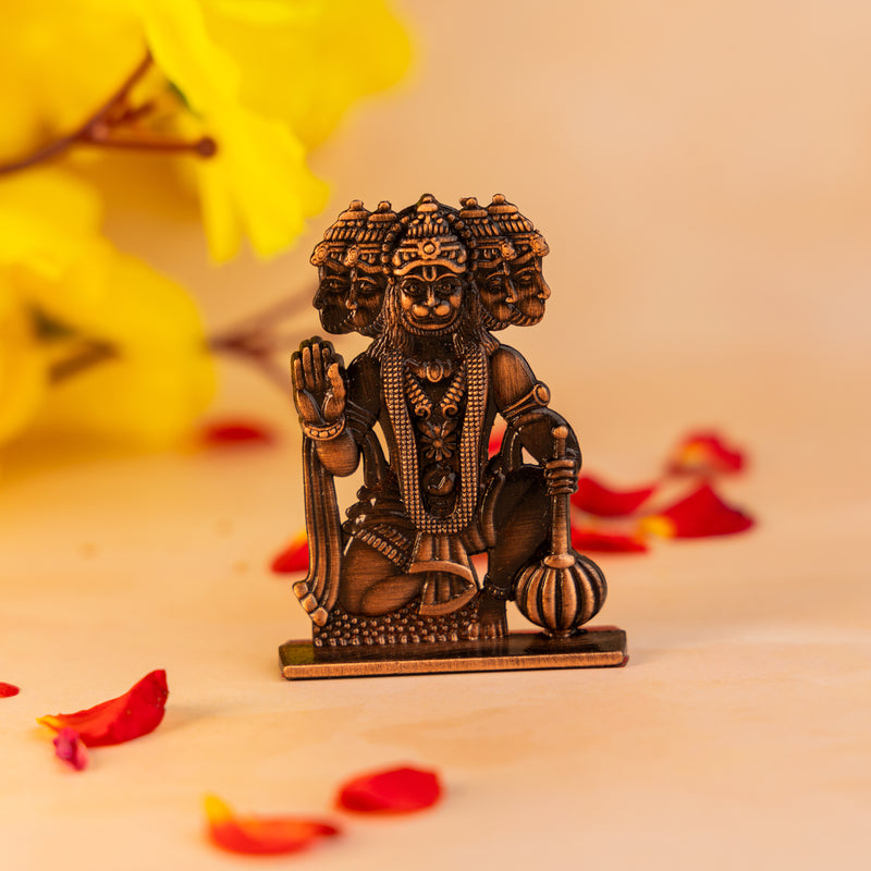 German Silver Panchmukhi Hanuman Idol – Powerful Hanuman Ji Murti for Home, Office & Car Dashboard