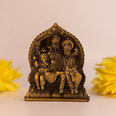 German Silver Shiv Parivar Idol – Shiva Family Murti for Home Temple, Office & Car Dashboard