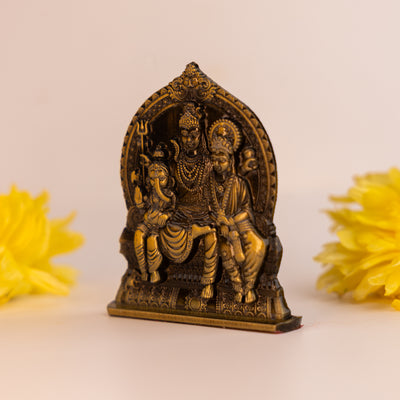 German Silver Shiv Parivar Idol – Shiva Family Murti for Home Temple, Office & Car Dashboard