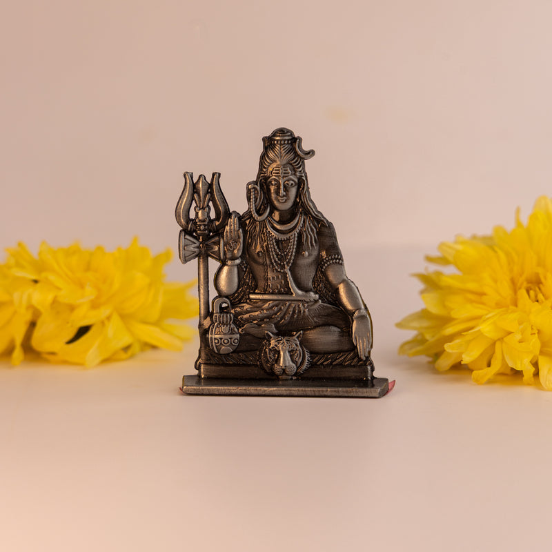 German Silver Lord Shiva Idol – Murti for Home Temple & Car Dashboard