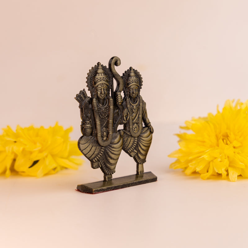 German Silver Ram–Sita Idol – Divine Murti for Home Temple, Office & Car Dashboard