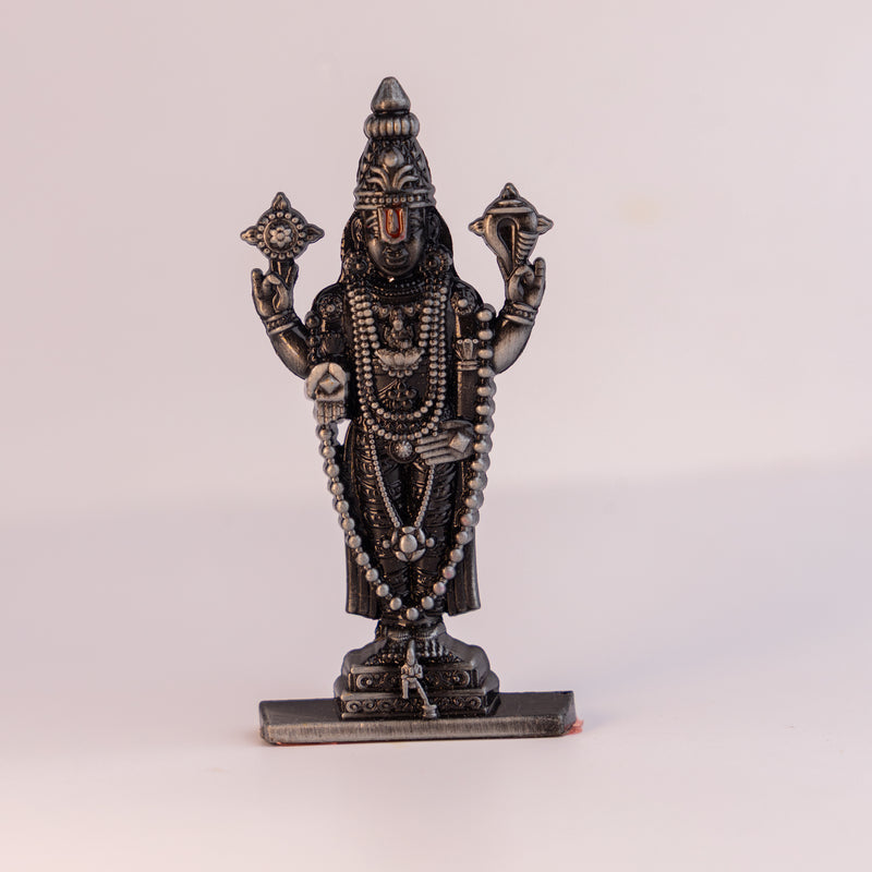 German Silver Lord Balaji Idol – Tirupati Venkateswara Murti for Home Temple & Car Dashboard