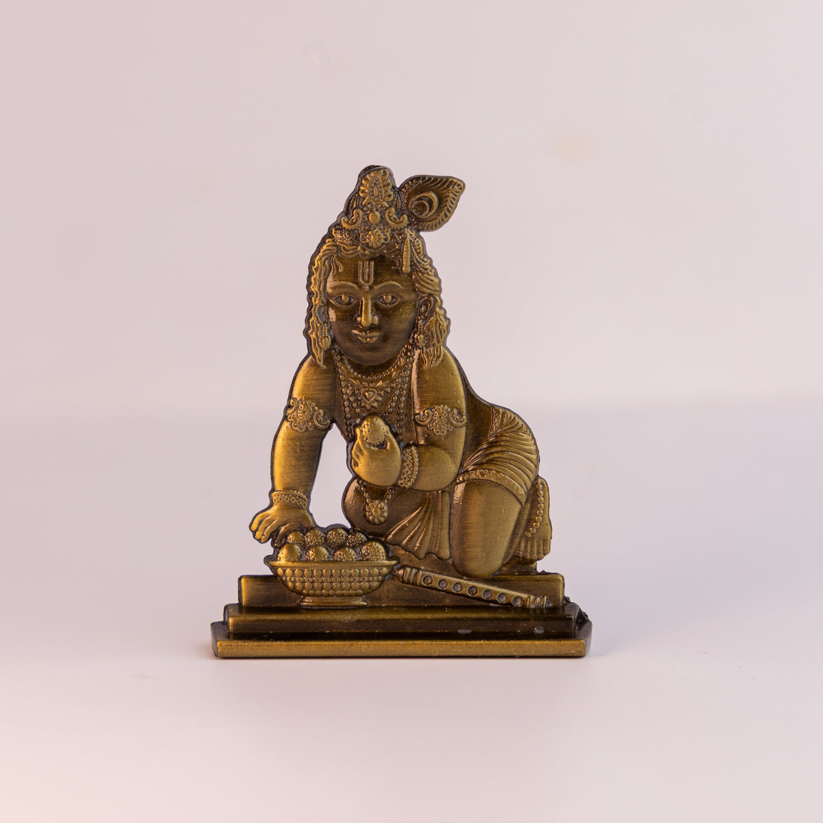German Silver Laddu Gopal Idol – Bal Krishna Murti for Home Temple & Car Dashboard