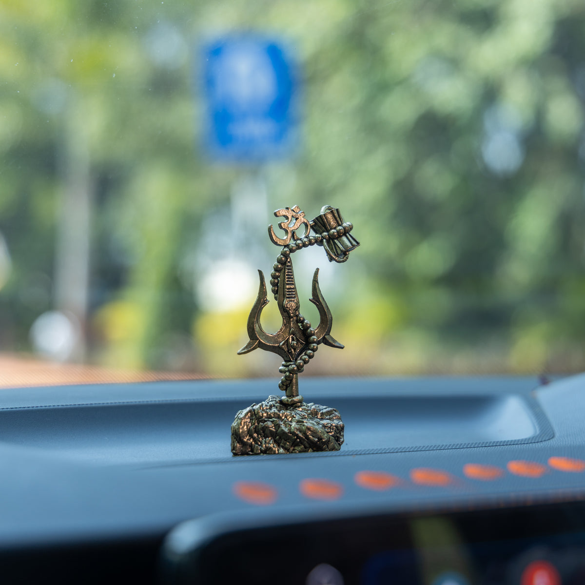 Trishul Damru Idol – Mahadev Trishul with Rudraksha for Car Dashboard & Home Temple