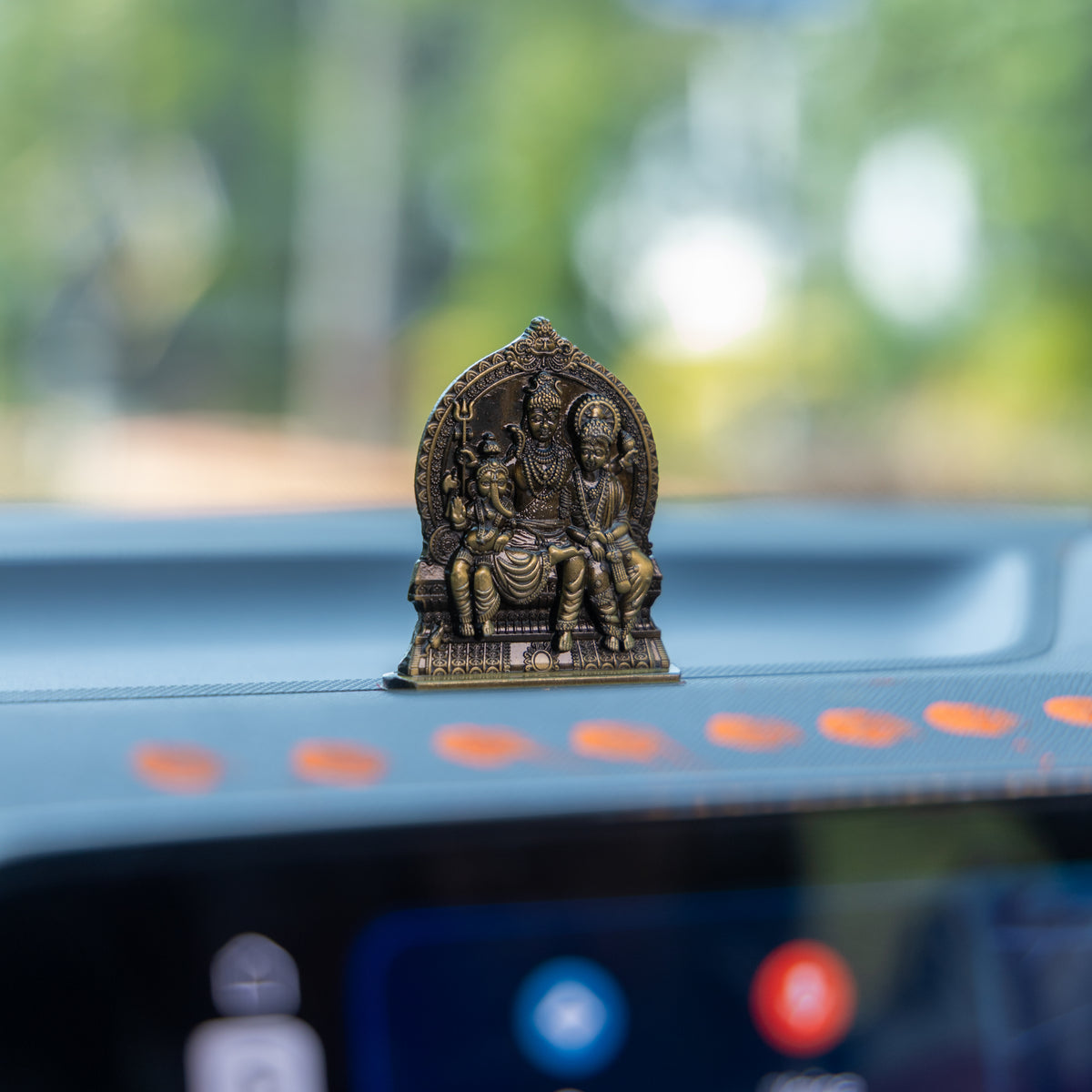 German Silver Shiv Parivar Idol – Shiva Family Murti for Home Temple, Office & Car Dashboard