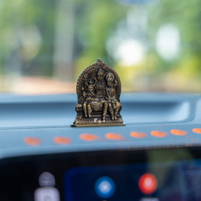 German Silver Shiv Parivar Idol – Shiva Family Murti for Home Temple, Office & Car Dashboard