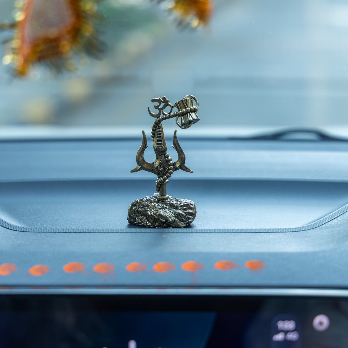 Trishul Damru Idol – Mahadev Trishul with Rudraksha for Car Dashboard & Home Temple