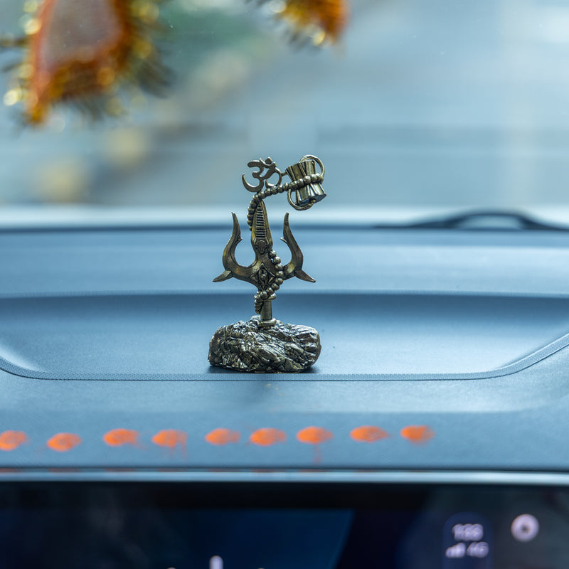 Trishul Damru Idol – Mahadev Trishul with Rudraksha for Car Dashboard & Home Temple