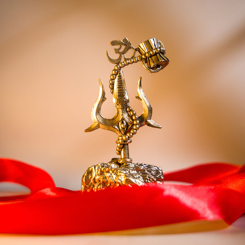 Trishul Damru Idol – Mahadev Trishul with Rudraksha for Car Dashboard & Home Temple