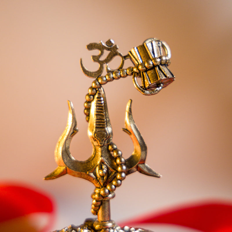Trishul Damru Idol – Mahadev Trishul with Rudraksha for Car Dashboard & Home Temple