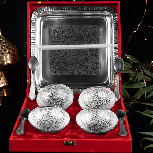 4 Bowl Dry Fruit Tray Set with Spoons