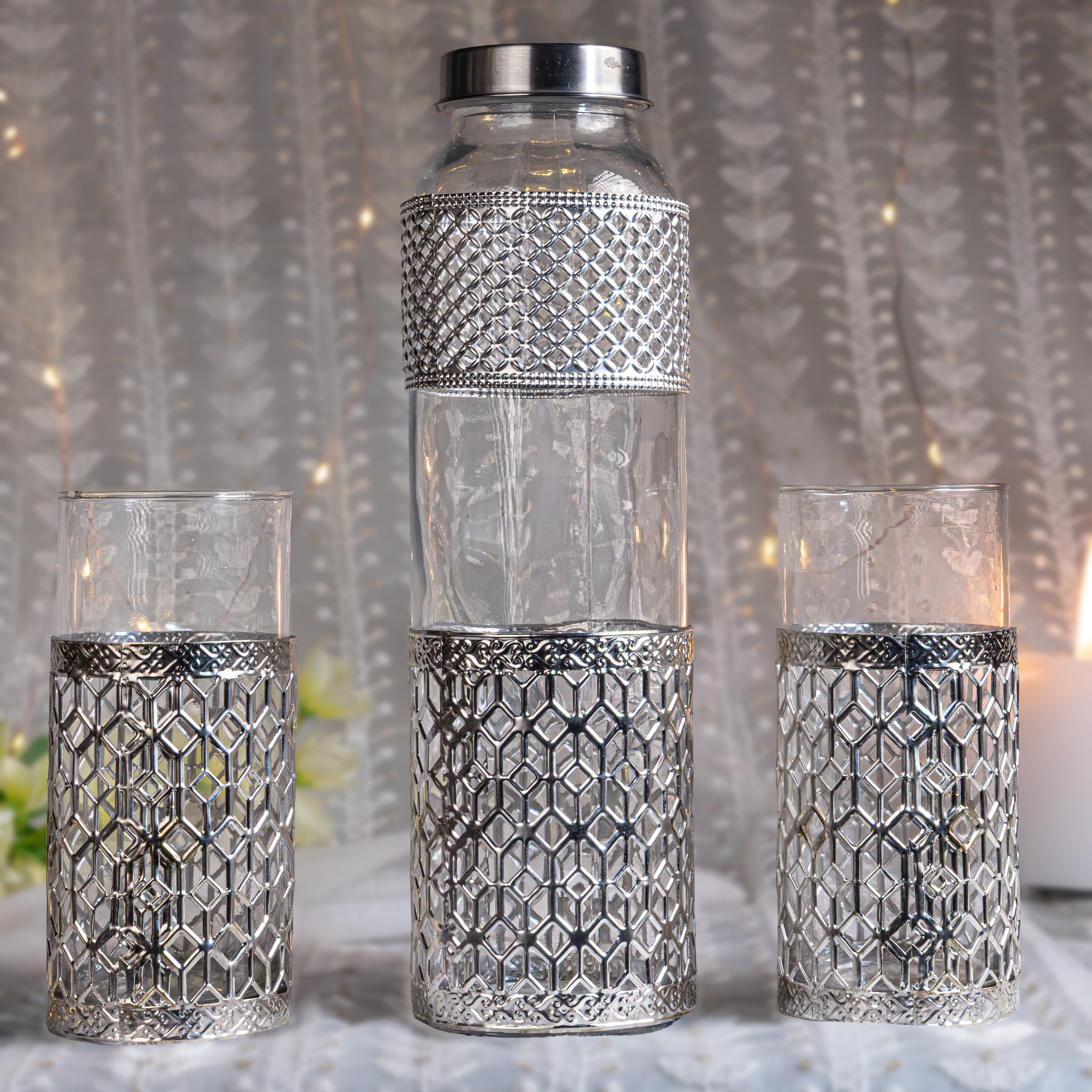 Diamond Cut Bottle And Glass Set