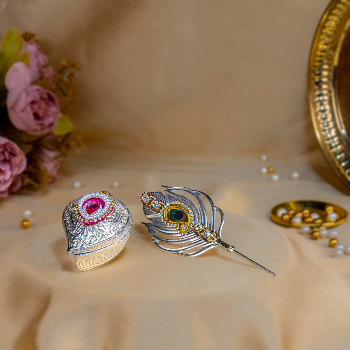 Krishna's Grace Peacock Feather Set