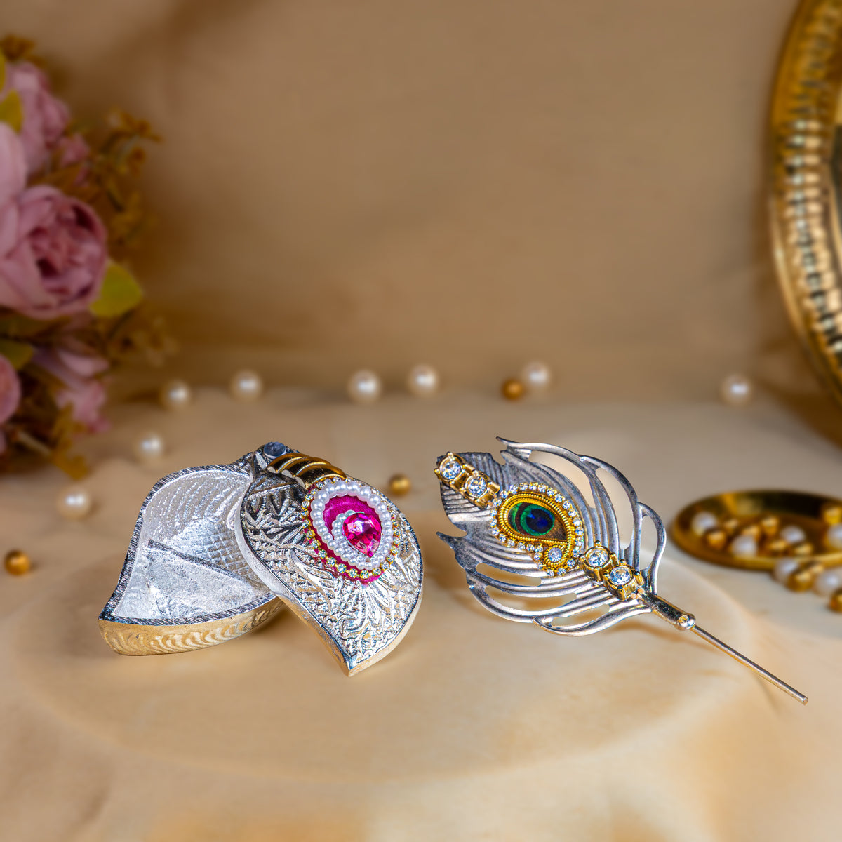 Krishna's Grace Peacock Feather Set