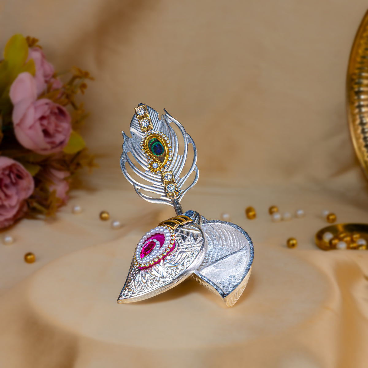 Krishna's Grace Peacock Feather Set