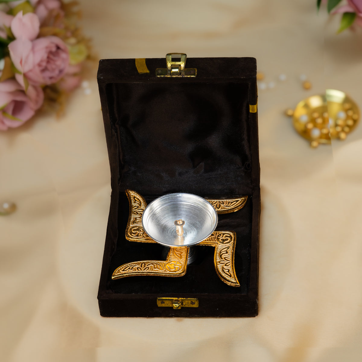 German Silver Swastik Diya