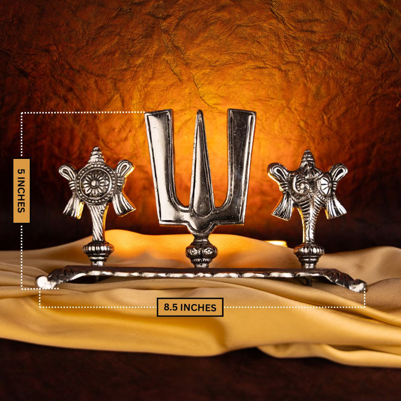 Tirupati Balaji Shankh Namam Tilak Idol - Pure Antique Silver Finish
