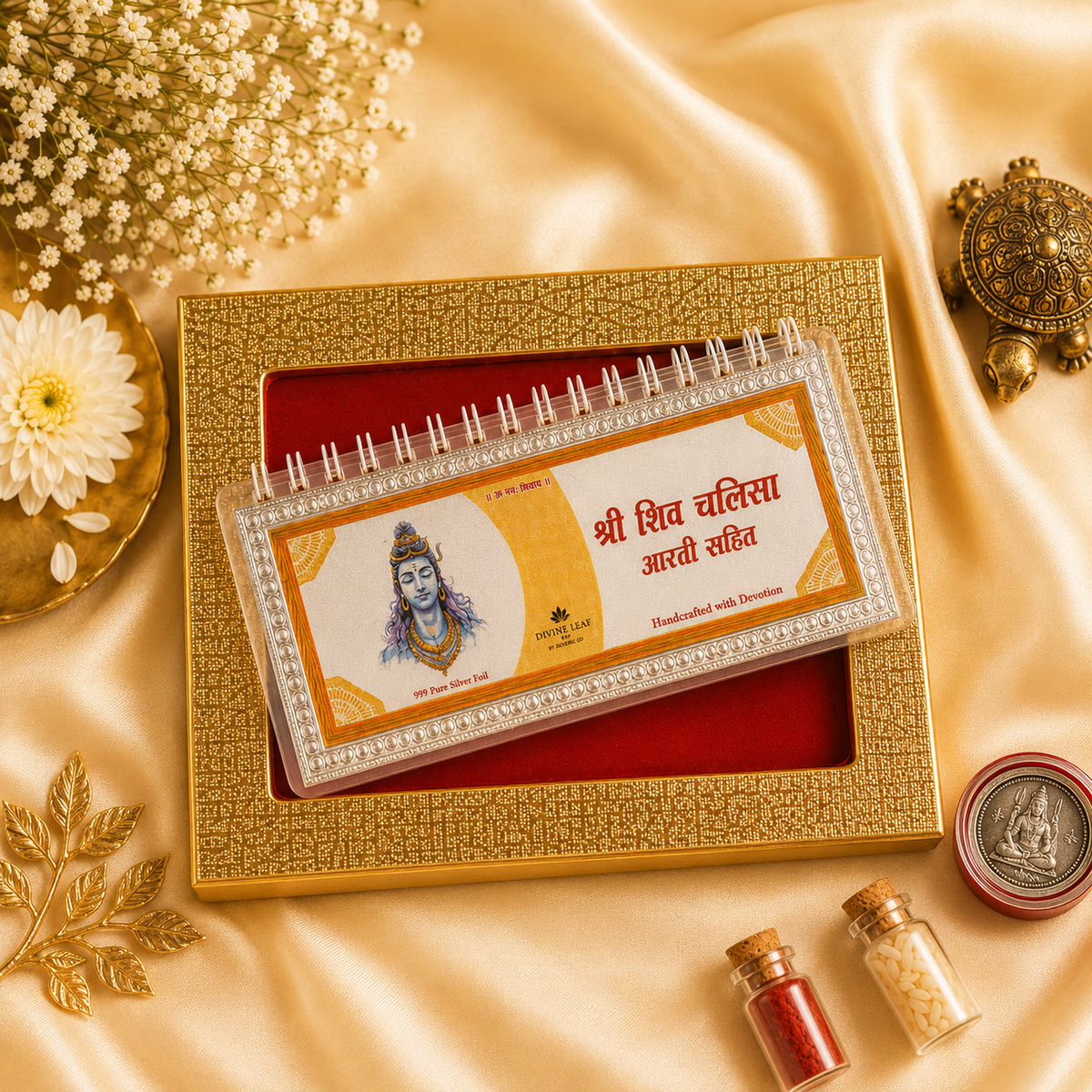 Divine Leaf™ –Shiv Chalisa With Aarti  (999 Silver Foil Edition)