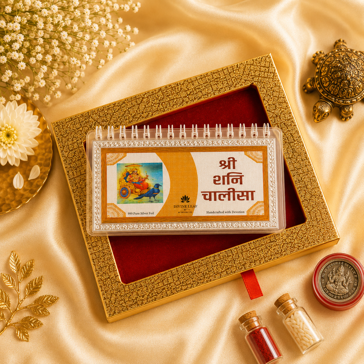 Divine Leaf™ –Shani Chalisa With Aarti  (999 Silver Foil Edition)