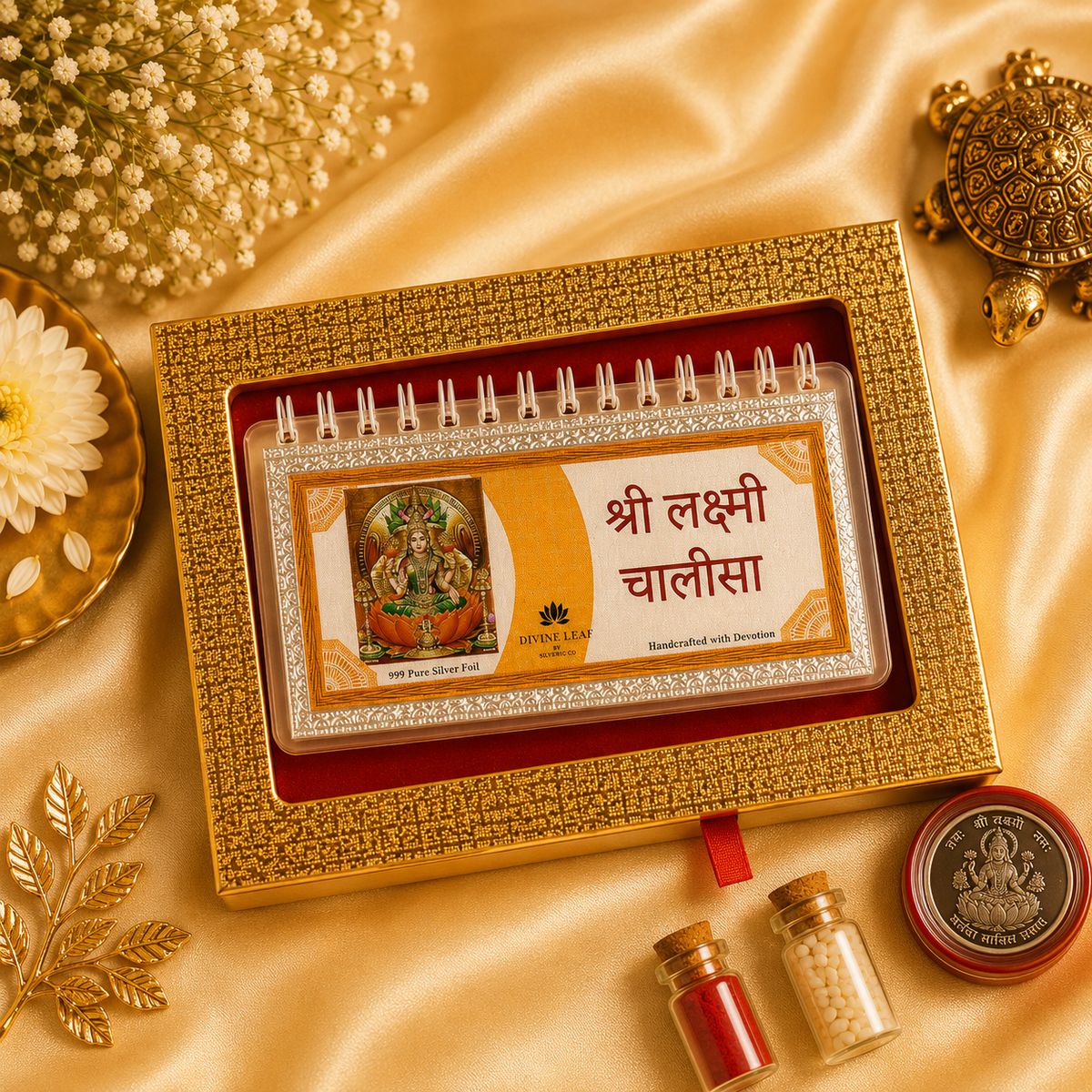 Divine Leaf™ –Laxmi Chalisa With Aarti  (999 Silver Foil Edition)