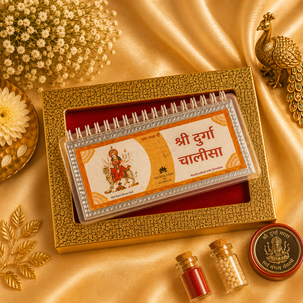 Divine Leaf™ – Sri Durga Chalisa With Aarti  (999 Silver Foil Edition)
