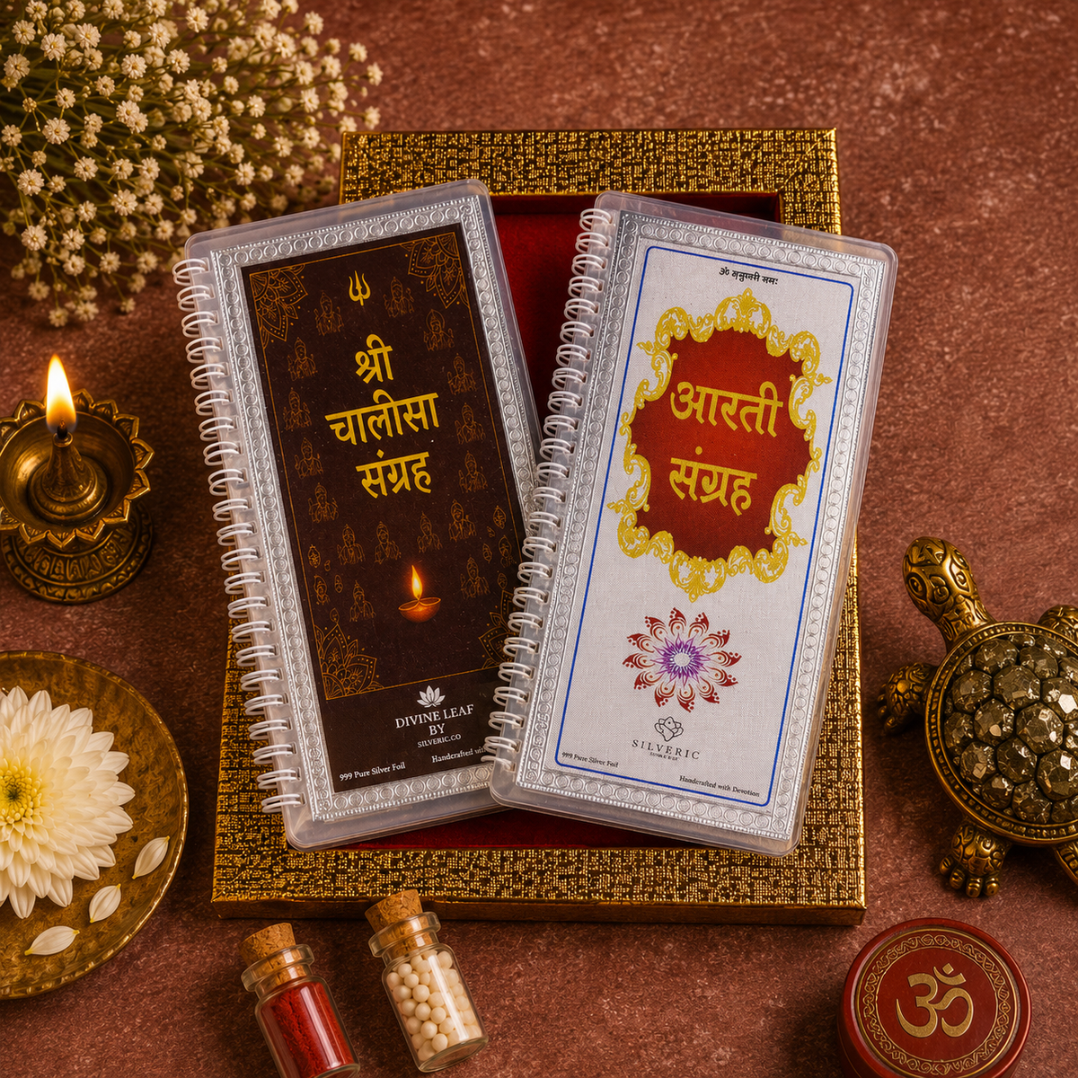 Divine Leaf Premium Combo – Aarti Sangrah (12 Aartis) & Chalisa Sangrah (9 Chalisas) |