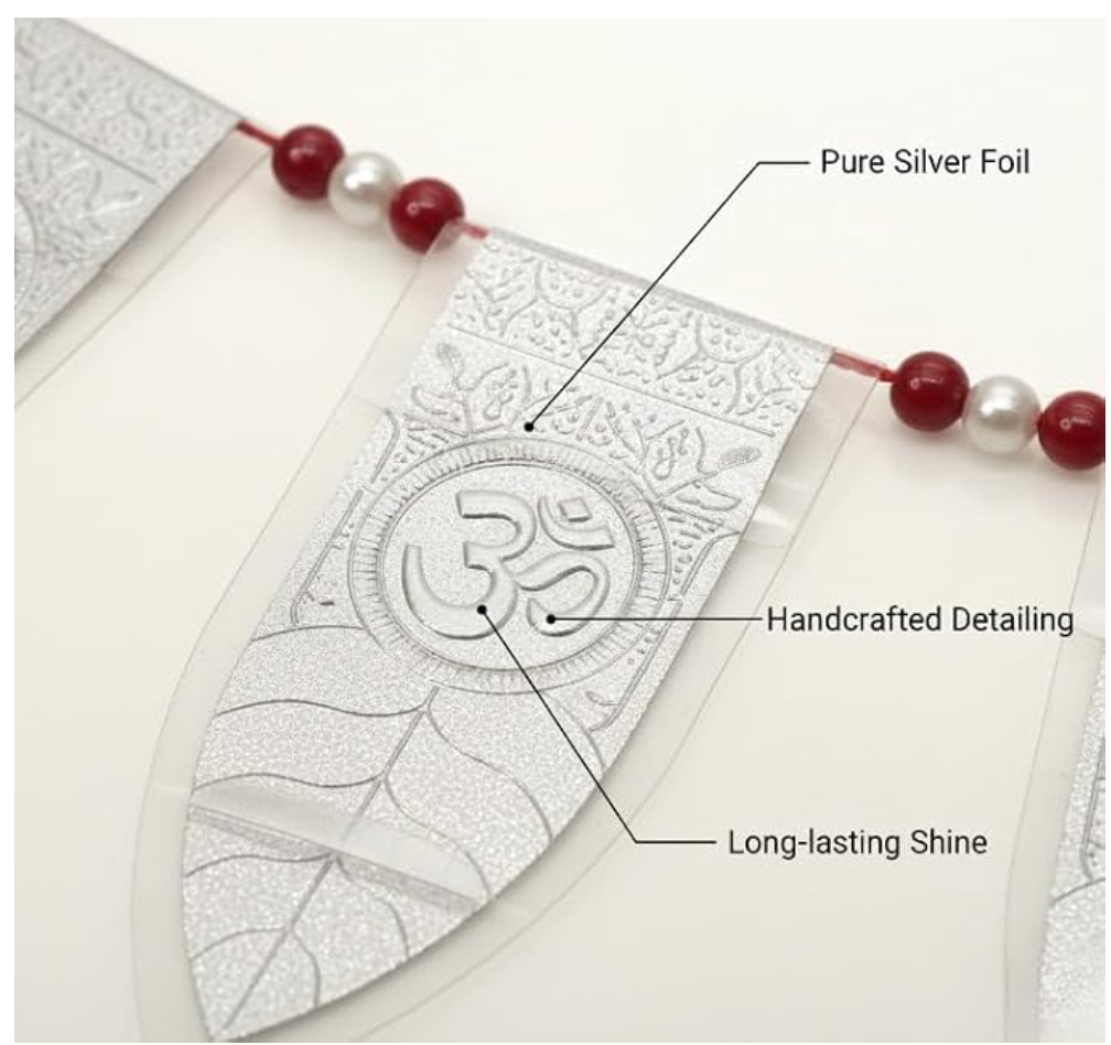 Pure 999 Silver Toran – Handcrafted Auspicious Wall Hanging with Traditional Symbols