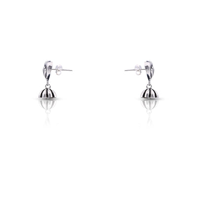 Silver Oxidised Handmade Flower Dome Jhumki
