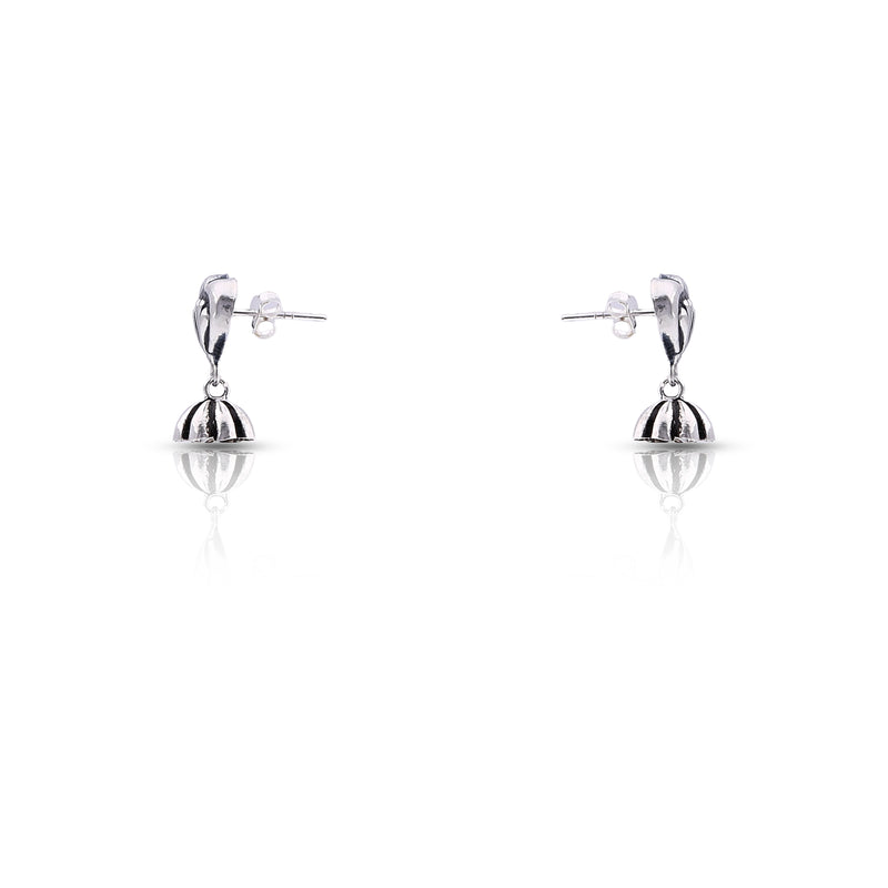 Silver Oxidised Handmade Flower Dome Jhumki