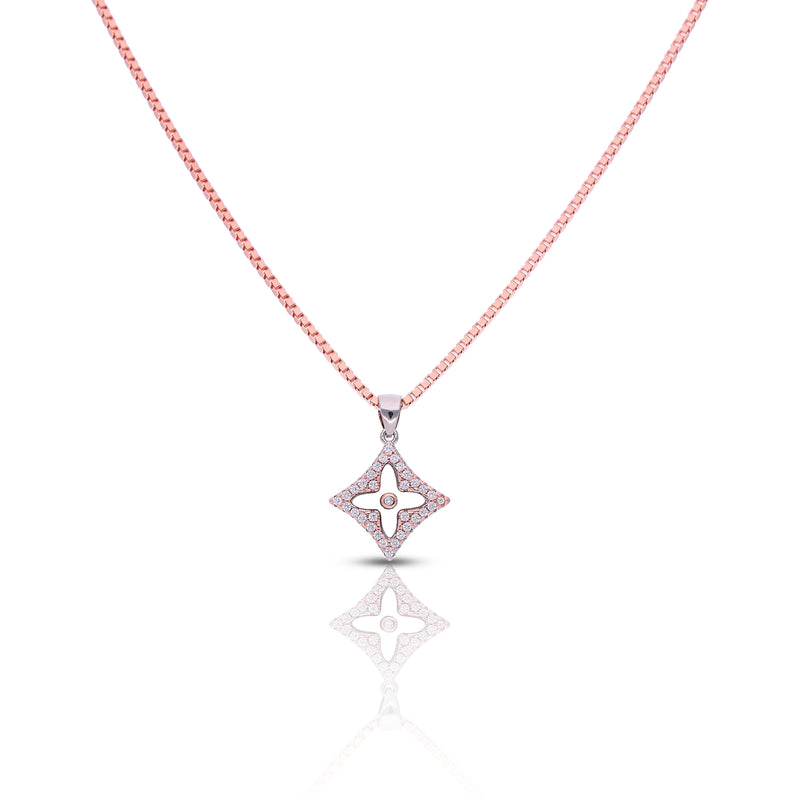 Silver Rombus Shapes Set With Chain