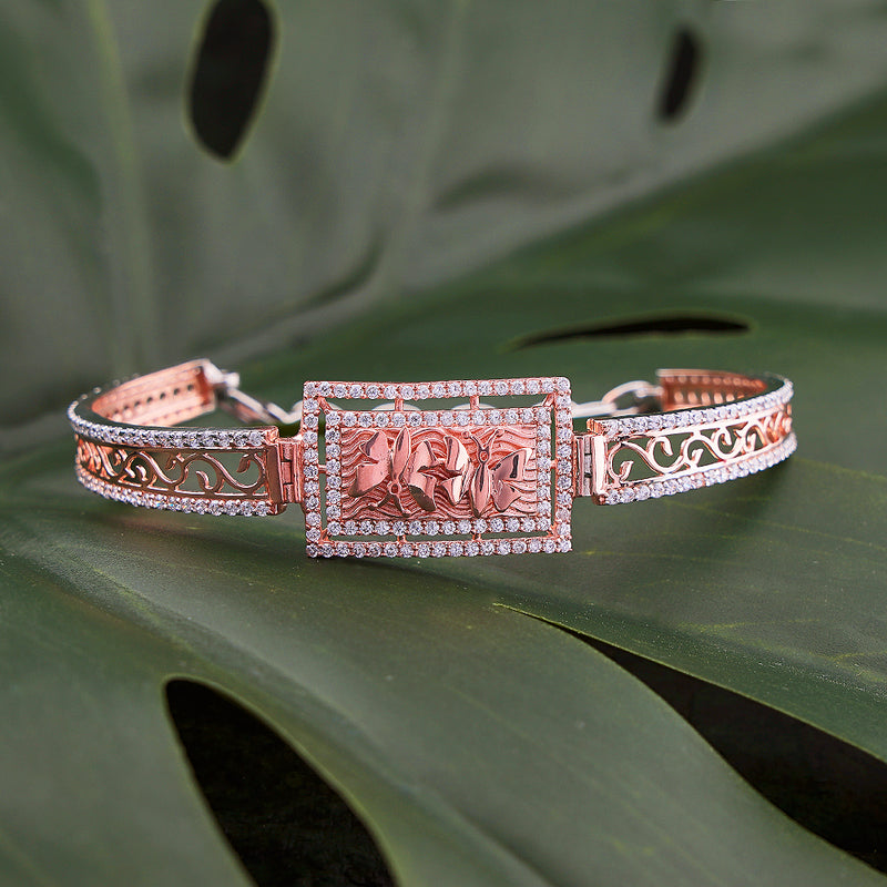 Silver Two-Tone Roman Dual Butterfly Bracelet For Her